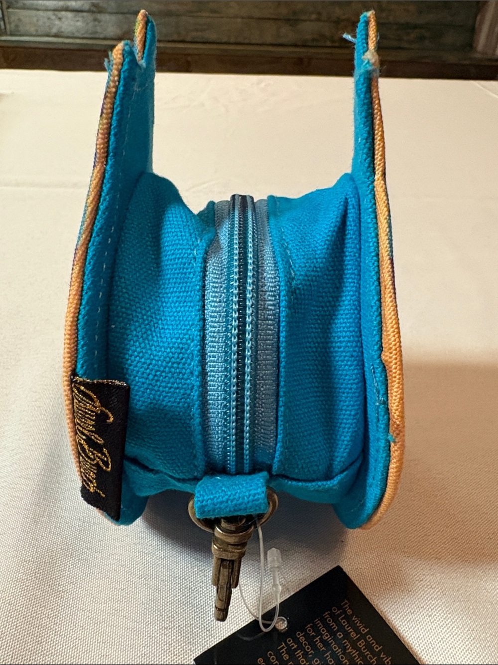 Laurel Burch Striped Cat Coin Purse/AirPod Case/Bag Charm - Blue, Purple, Green - Picture 3 of 5